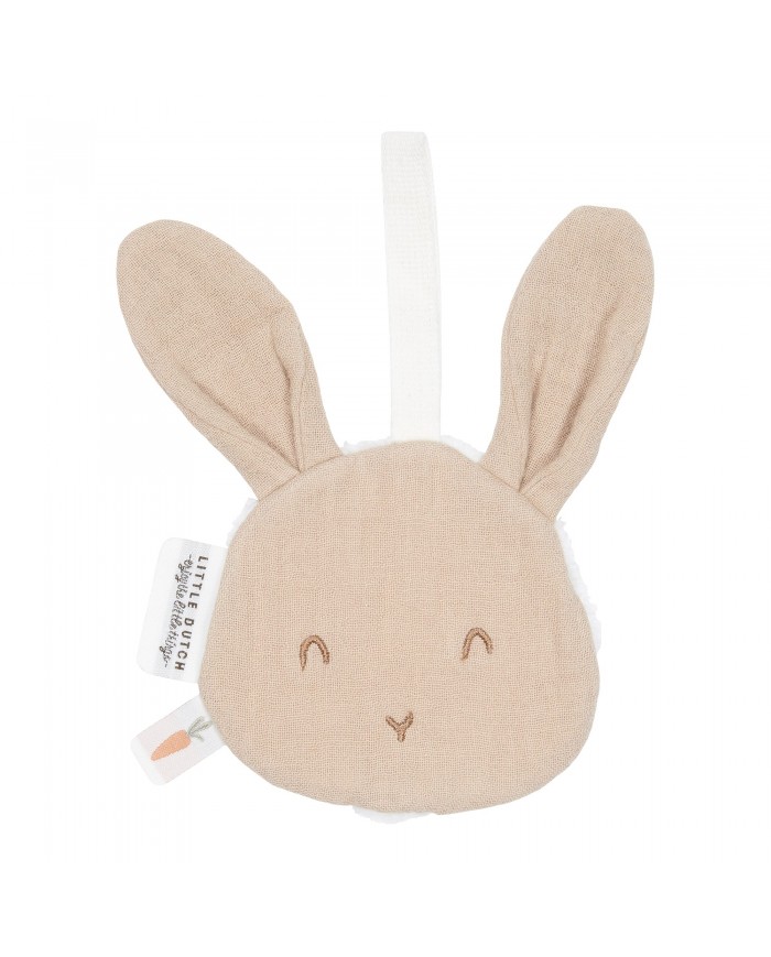 Doudou attache-sucette mousseline Lapin Beige
