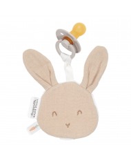 Doudou attache-sucette mousseline Lapin Beige