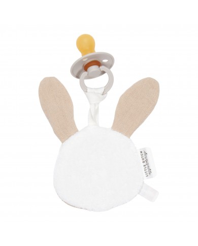 Doudou attache-sucette mousseline Lapin Beige