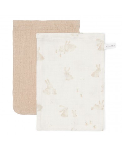 Gants de toilette (2 pcs) mousseline Baby Bunny / Beige Gants de toilette (2 pcs) mousseline Baby Bunny / Beige