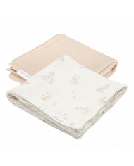 Langes Tétras (2 pcs) 70x70 cm mousseline Baby Bunny / Beige