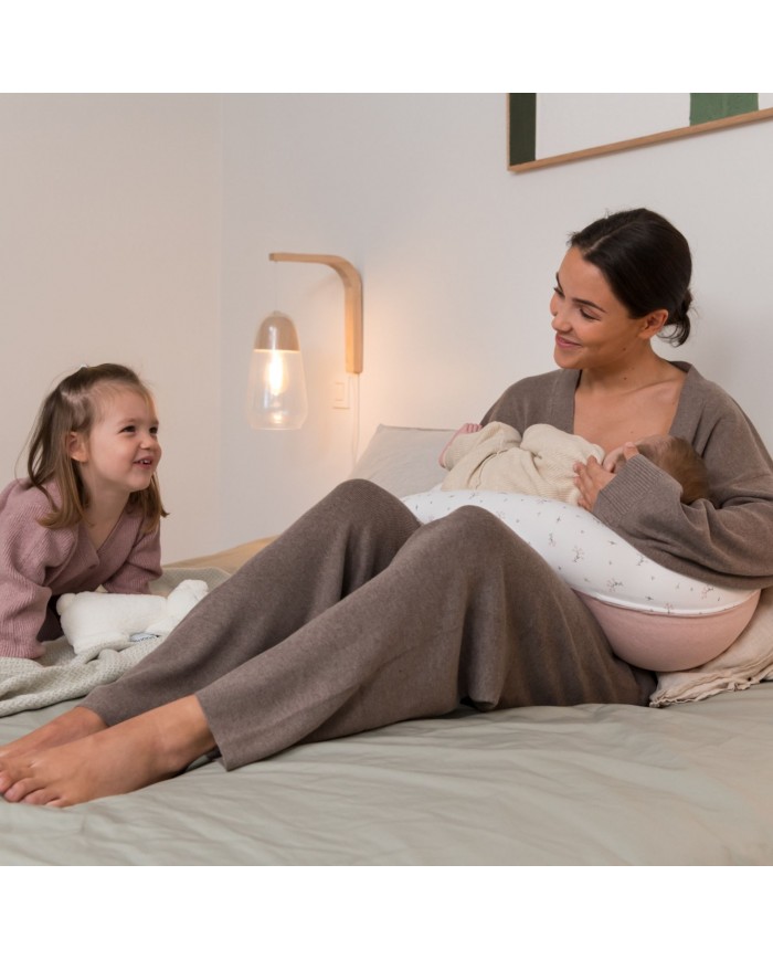 Grand coussin d'allaitement buddy flower pink