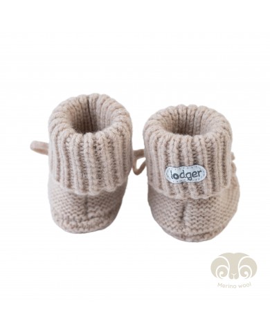 Chaussons bébé en laine Mérinos - Beige - 0-6 mois