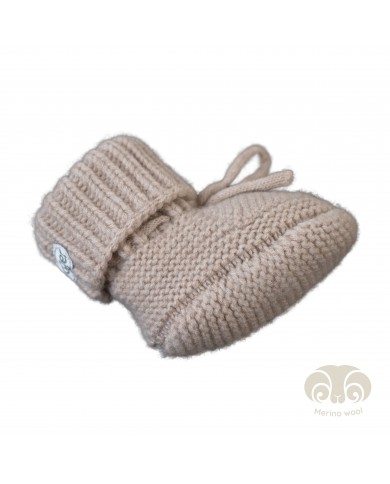 Chaussons bébé en laine Mérinos - Beige - 0-6 mois