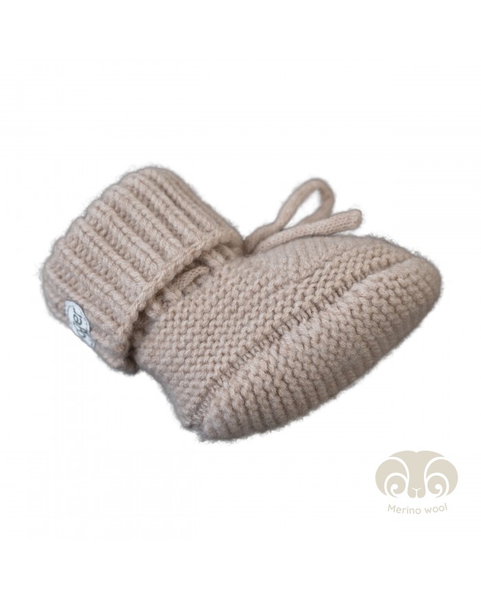 Chaussons bébé en laine Mérinos - Beige - 0-6 mois