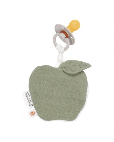 Attache sucette mousseline Pomme - Olive / Soft white Attache sucette mousseline Pomme - Olive / Soft white