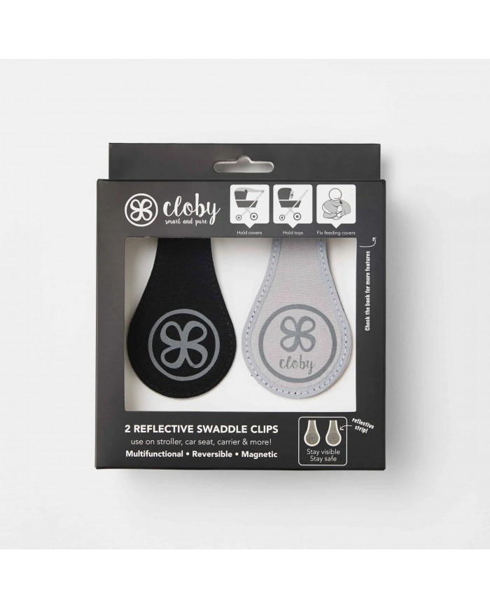 Set clips magnétiques en toile réfléchissant Cloby - Black