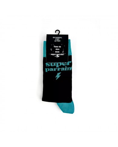 Chaussettes "Veux-Tu Être Mon Super Parrain ?" Taille 42-46 Chaussettes "Veux-Tu Être Mon Super Parrain ?" Taille 42-46