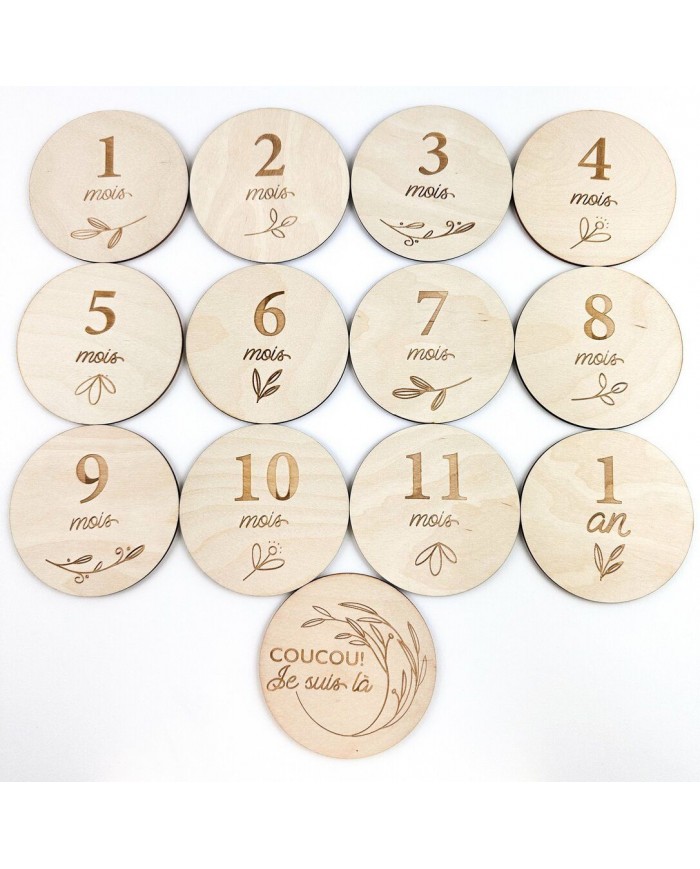 Cartes étapes en bois "Ma première année"