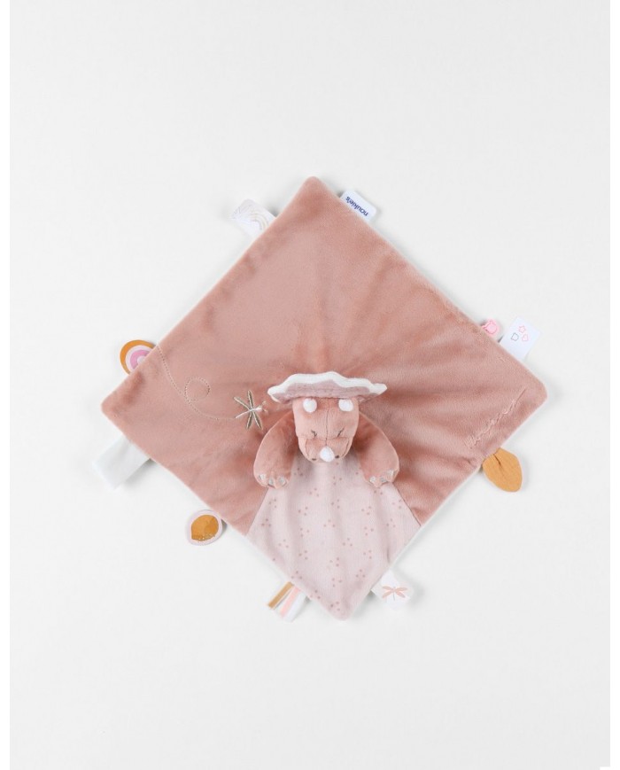 Doudou Popsie en Veloudoux, rose poudré/greige