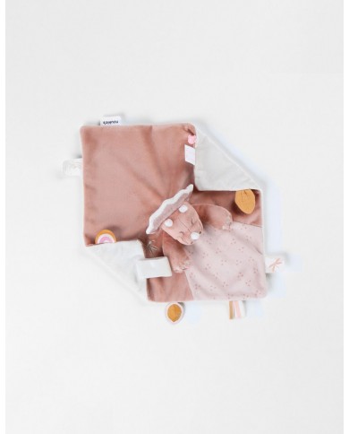 Doudou Popsie en Veloudoux, rose poudré/greige