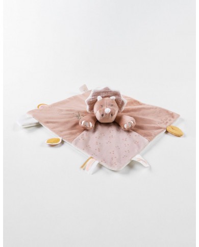 Doudou Popsie en Veloudoux, rose poudré/greige