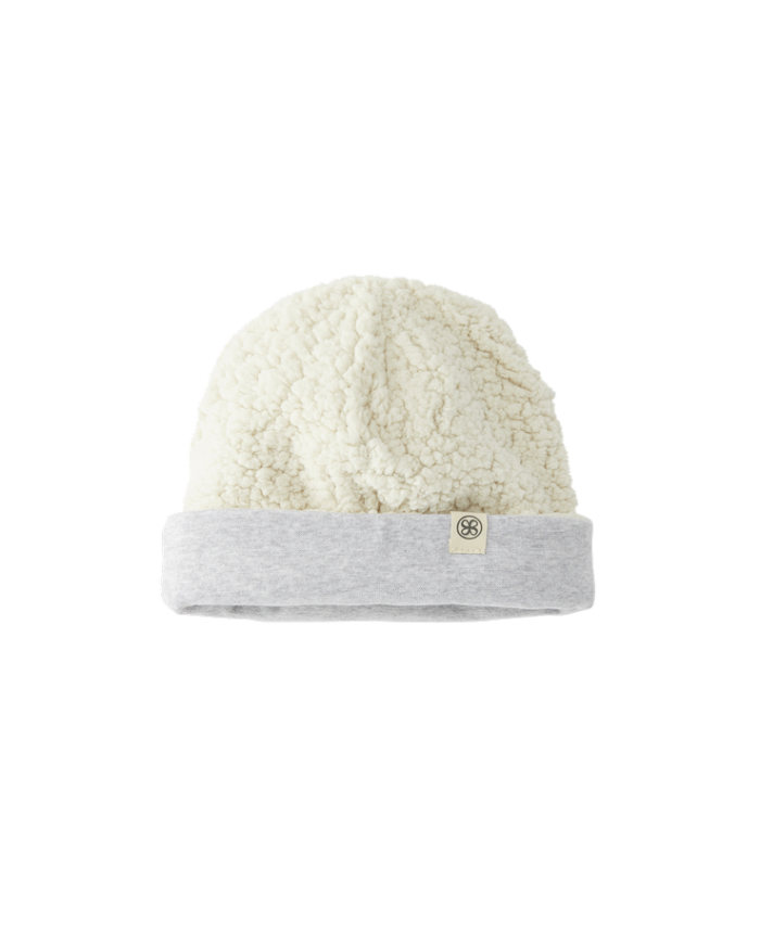 Bonnet réversible en Teddy - 0-6 mois - Grey
