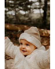 Bonnet réversible en Teddy - 0-6 mois - Brown