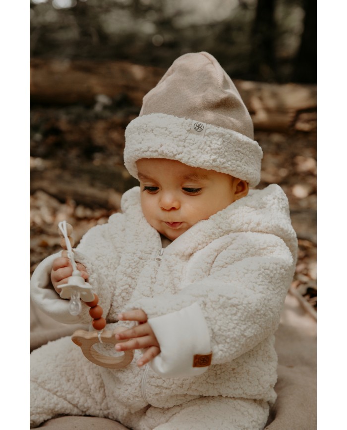 Bonnet réversible en Teddy - 6-12 mois - Brown