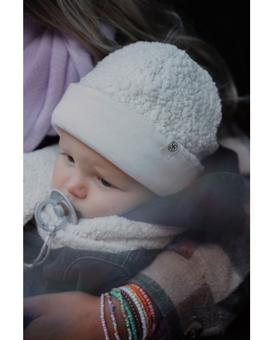 Bonnet réversible en Teddy - 0-6 mois - Forest green