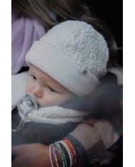 Bonnet réversible en Teddy - 0-6 mois - Forest green