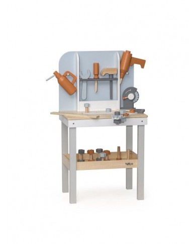 Etabli en bois - gris/blanc/rouille