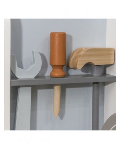 Etabli en bois - gris/blanc/rouille