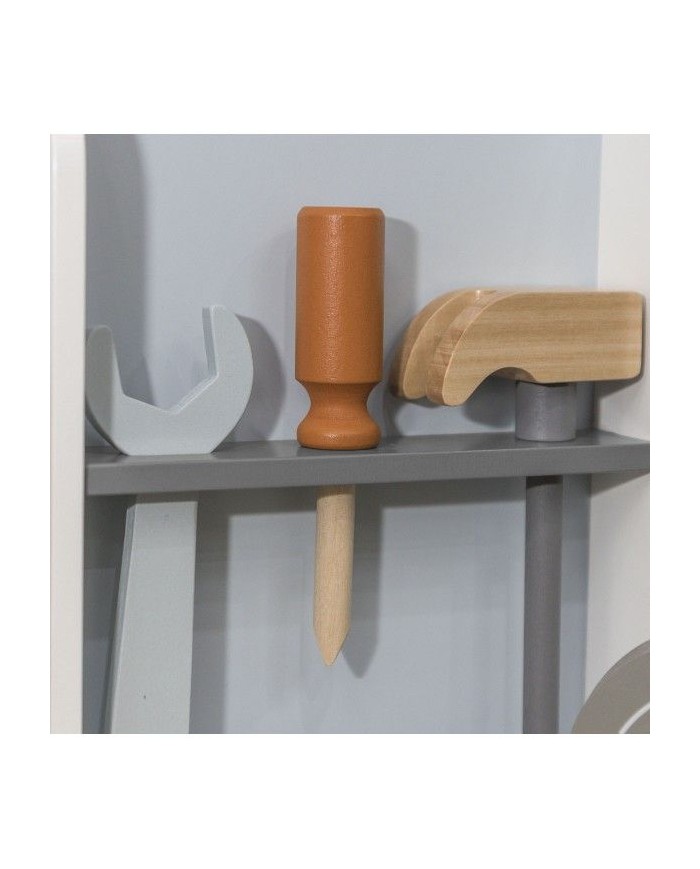 Etabli en bois - gris/blanc/rouille