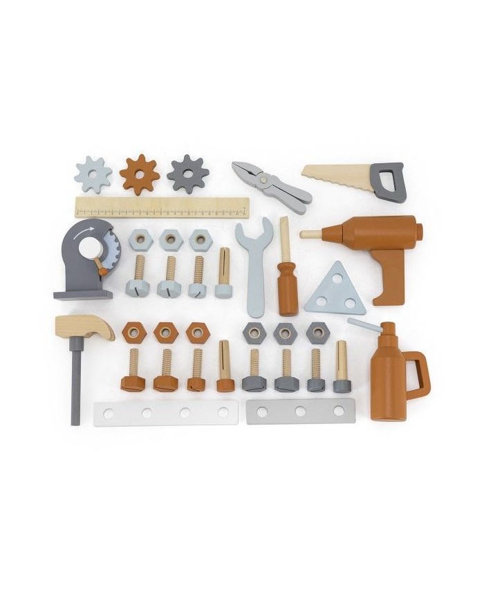 Etabli en bois - gris/blanc/rouille