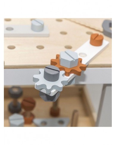 Etabli en bois - gris/blanc/rouille