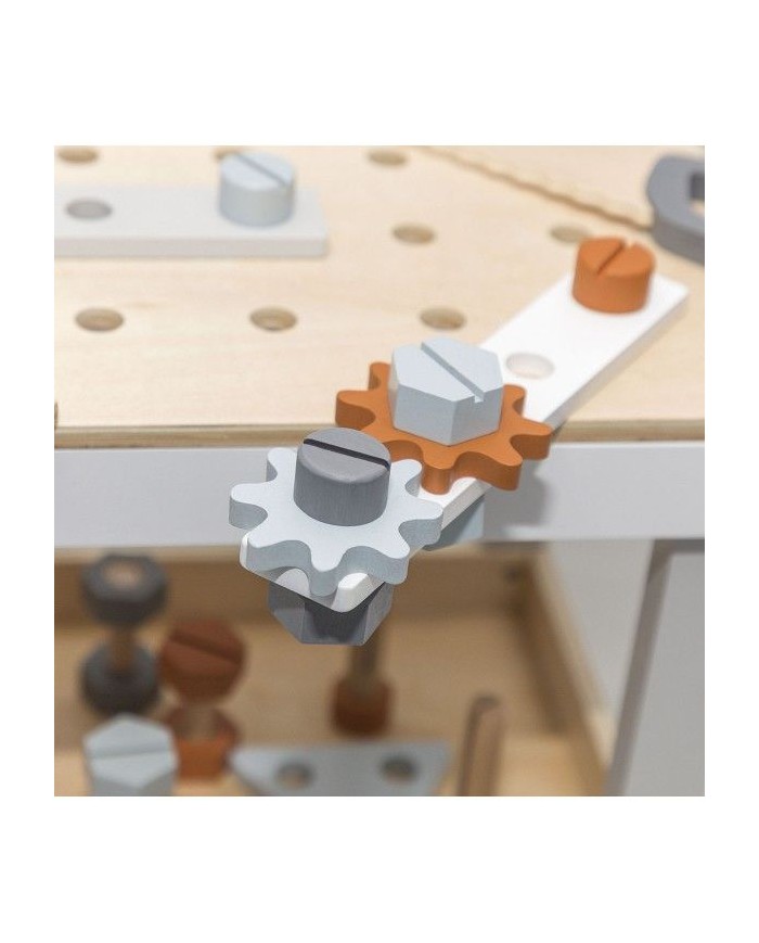 Etabli en bois - gris/blanc/rouille