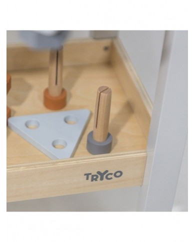 Etabli en bois - gris/blanc/rouille