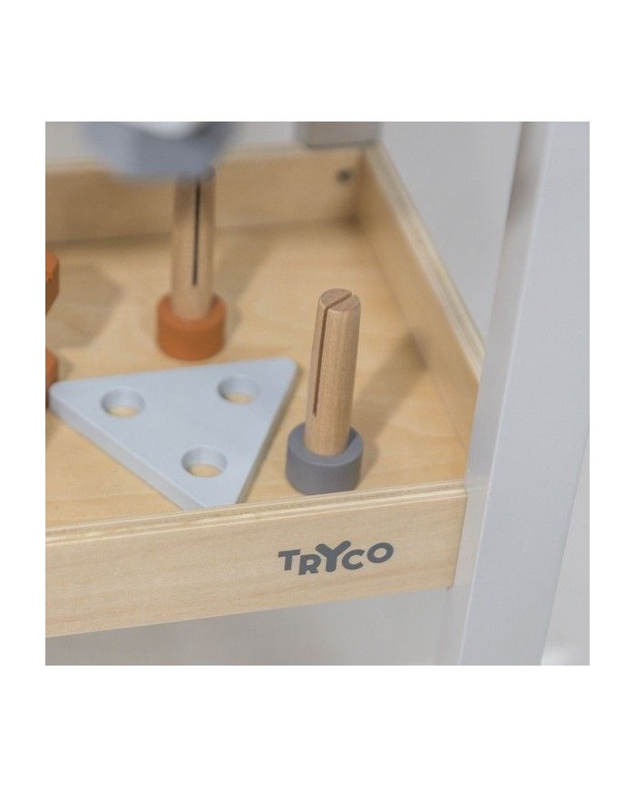 Etabli en bois - gris/blanc/rouille