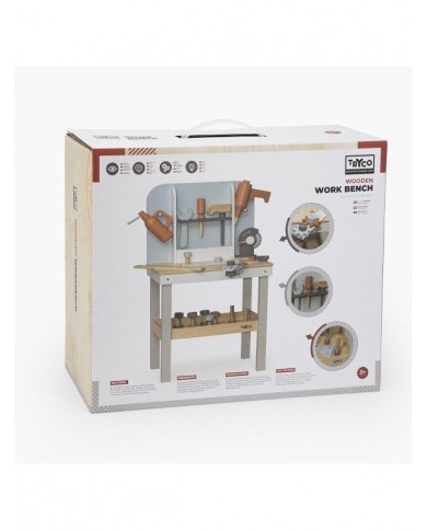 Etabli en bois - gris/blanc/rouille