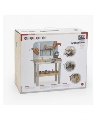 Etabli en bois - gris/blanc/rouille