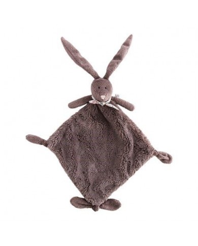 Doudou lapin Flo 32 cm - liberty brun