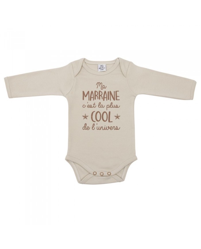 Body manches longues "Marraine" sable