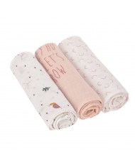 Tétra Gaze de Coton 70x70cm Twinkling - Wild Rose - 3 Unités