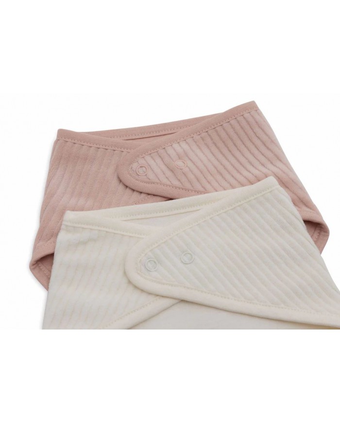 Bavoir Bandana Velvet Rib - Wild Rose/Ivory - 2 Unités