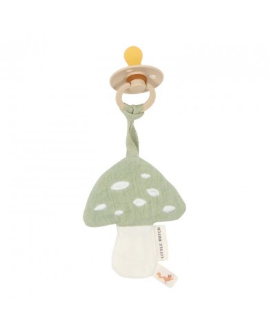 Doudou attache-sucette mousseline Champignon Doudou attache-sucette mousseline Champignon