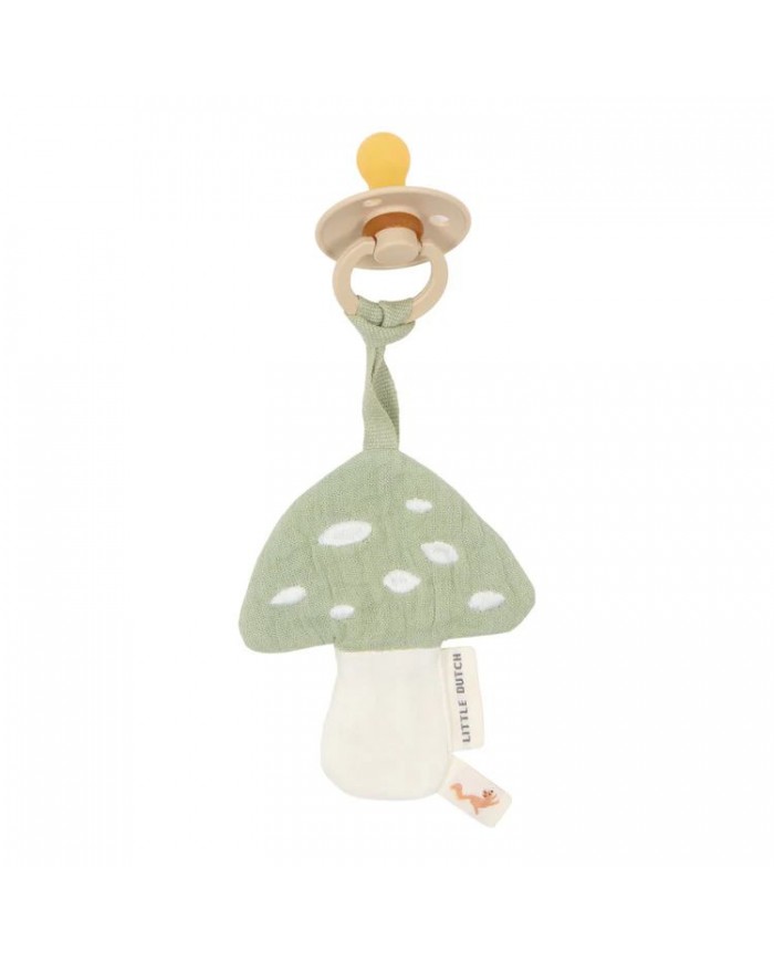 Doudou attache-sucette mousseline Champignon