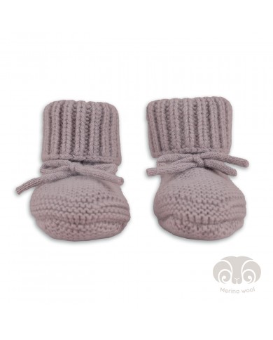 Chaussons bébé en laine Mérinos - Rose - 0-6 mois
