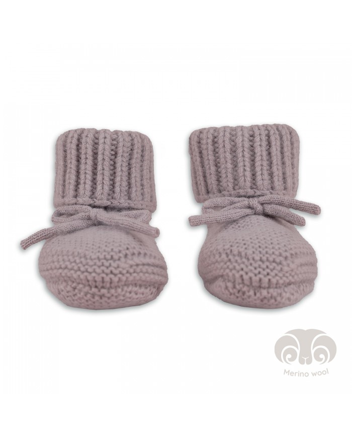 Chaussons bébé en laine Mérinos - Rose - 0-6 mois