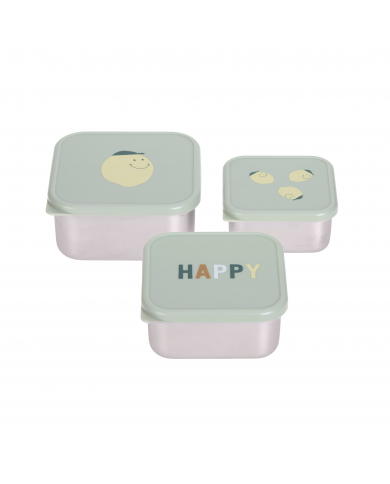 Boîtes à goûter en inox (Lot de 3) - Happy fruits Lemon