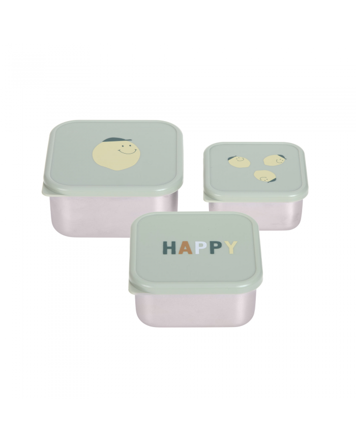 Boîtes à goûter en inox (Lot de 3) - Happy fruits Lemon