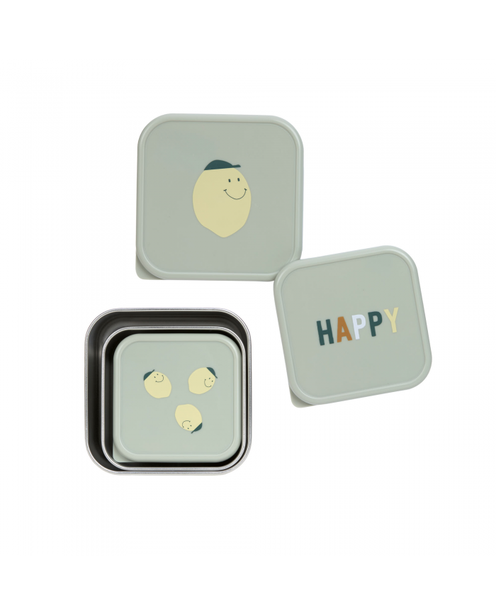 Boîtes à goûter en inox (Lot de 3) - Happy fruits Lemon