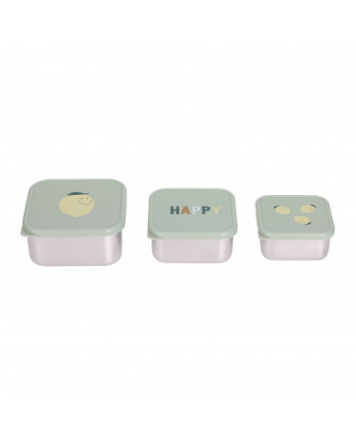Boîtes à goûter en inox (Lot de 3) - Happy fruits Lemon