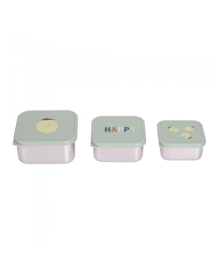 Boîtes à goûter en inox (Lot de 3) - Happy fruits Lemon