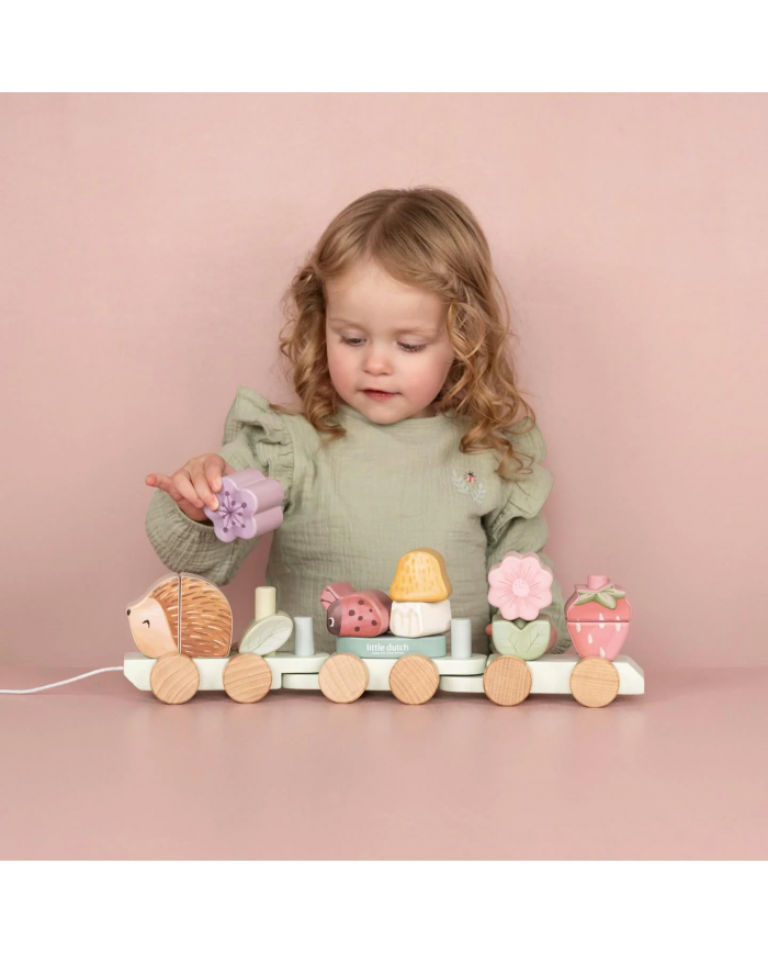 Train de blocs en bois - rose - Fairy Garden