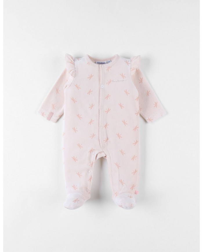 Pyjama imprimés libellules en velours, rose clair