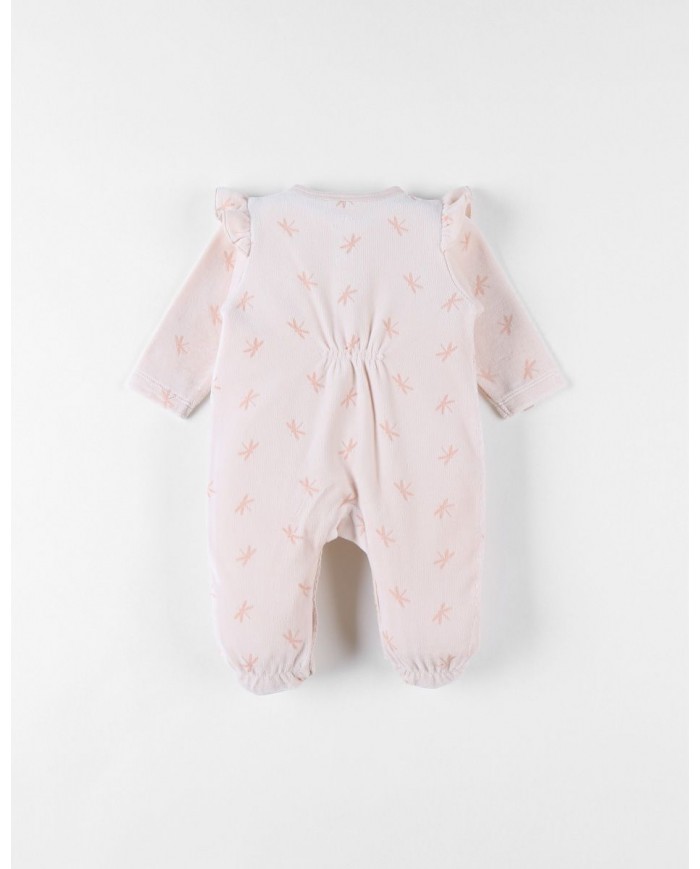 Pyjama imprimés libellules en velours, rose clair