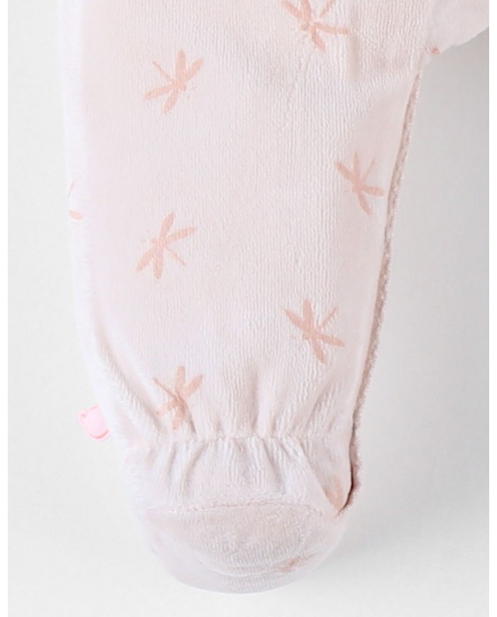 Pyjama imprimés libellules en velours, rose clair