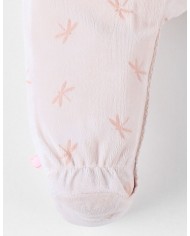 Pyjama imprimés libellules en velours, rose clair
