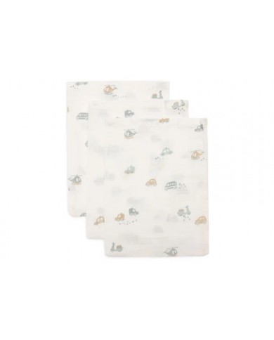 Lot de 3 Gants de Toilette Gaze de Coton 15x20cm - On The Go Lot de 3 Gants de Toilette Gaze de Coton 15x20cm - On The Go